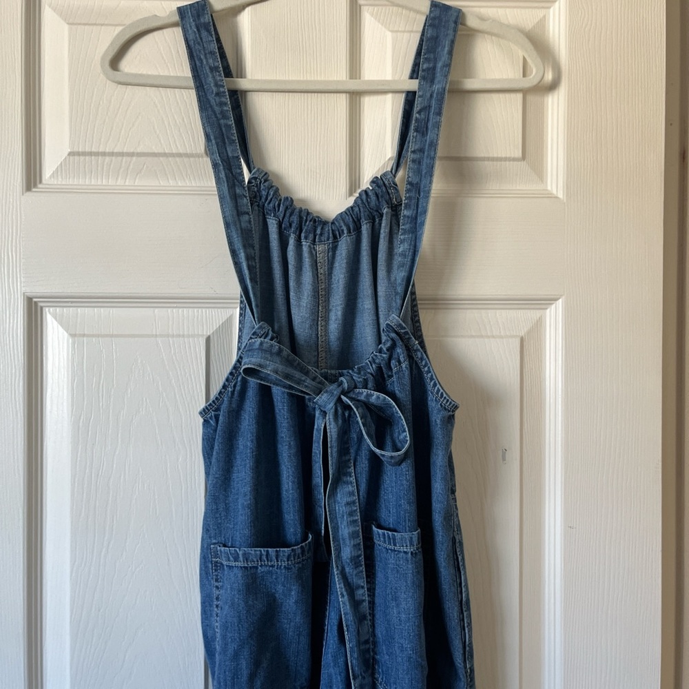 Free People We the Free Freebird Blue Denim Wide-Leg Jumpsuit Overalls Size XS - Picture 5 of 5